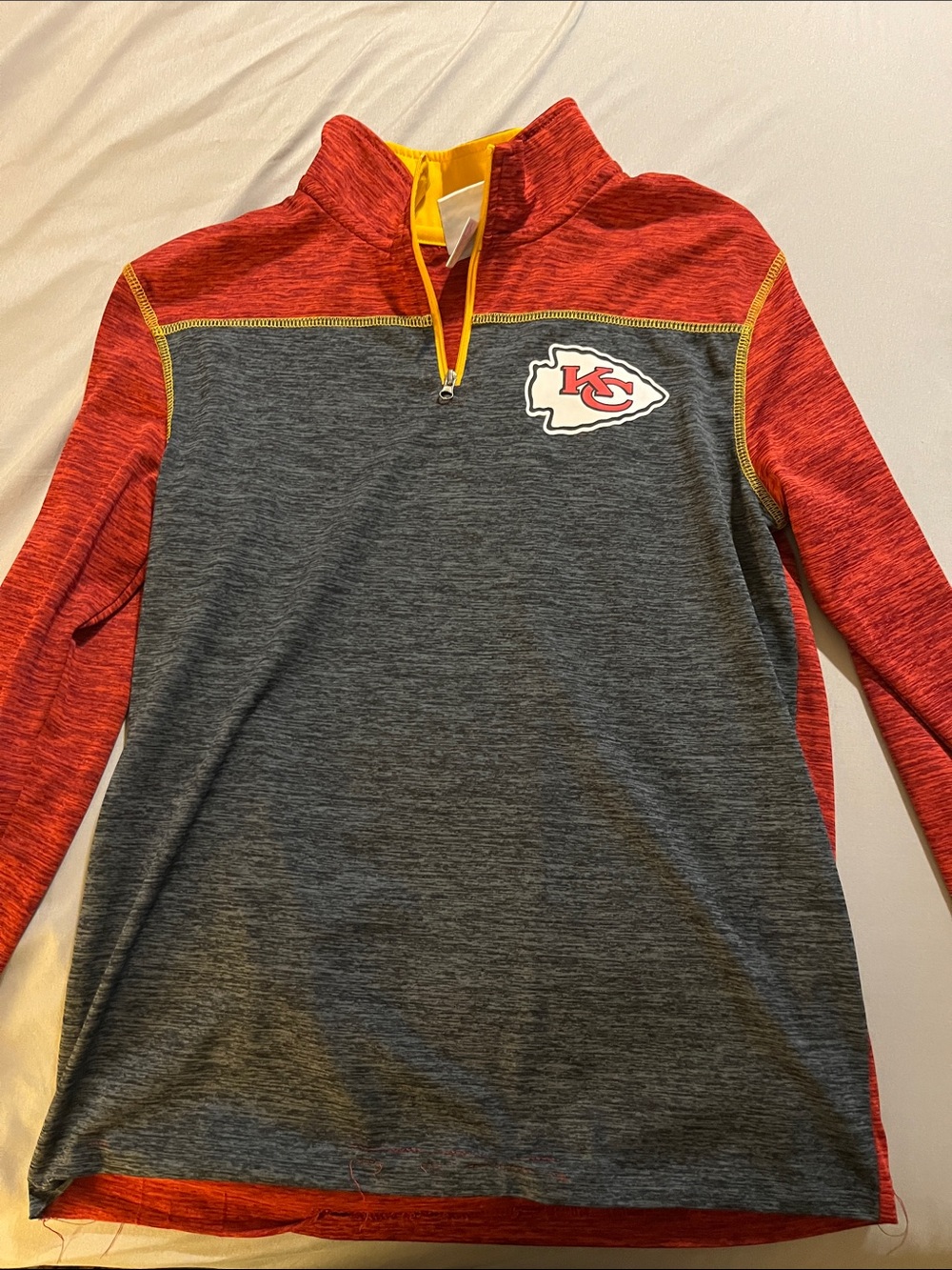 NFL Kansas City Chiefs Youth Quarter-Zip Pullover - Red, Gray & Yellow
